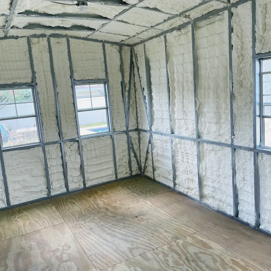 Closed-cell spray foam insulation applied to wall cavities in a residential project in Skiatook
